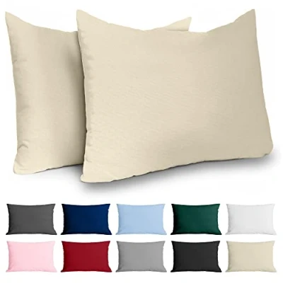 Image de Dreamzie Taie Oreiller 40x60 Coton Renforcé (Set de 2) Beige Tissage serré 57 Fils/cm² 40 x 60 cm Certifié Oeko Tex