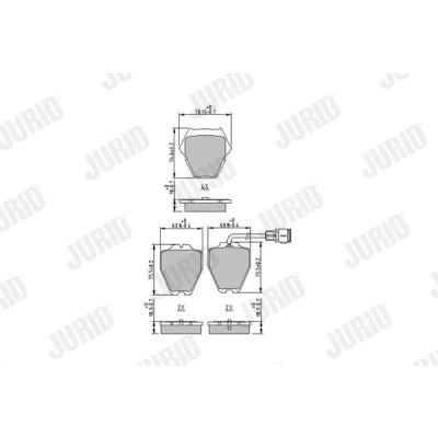 Image de JURID 573208J Jeu de plaquettes frein contact signal d&#039;usure inclus sans accessoires AUDI: A6 C5 Avant, A8 D2