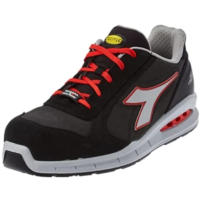 Image de Diadora Run Net Airbox Low S3 SRC, Chaussure de Piste d&#039;athlétisme Homme, C9034 Asphalte Argent Rouge, 39 EU