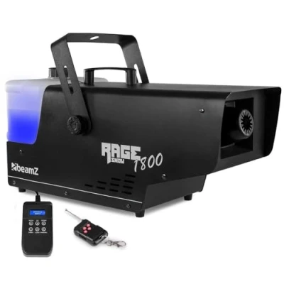 Image de BeamZ RAGE1800SNOW Machine à Neige 1800 Watts, Buse Longue Durée et Design Unique, DMX, Télécommande Sans Fil Programmateur, Boitier Métal, Étrier de Montage Poignée, Réservoir 3.5L