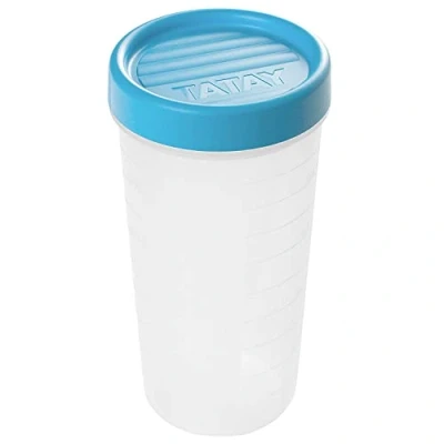 Image de TATAY Boîte Alimentaire, Hermétique, Capacité de 0.6 L, Couvercle à vis, sans BPA, passe au micro ondes et lave vaisselle, Bleue. Dimension: 8,5 x 16,5 cm