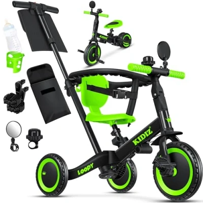 Image de KIDIZ® Tricycle 6 en 1 Roues Vélo de course pour enfant à partir an 5 ans Aide l&#039;apprentissage la marche Charge maximale : 25 kg Avec guidon Barre sécurité