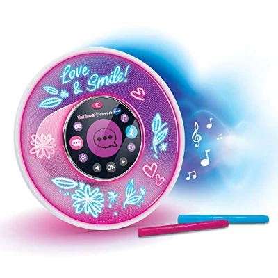 Image de VTech Kidi Smart Glow Art, Enceinte Bluetooth Lumineuse et Intelligente à Personnaliser avec 2 Feutres Effets Néons, Activités Magiques, Réveil, Jeux, Cadeau Enfant Dès 6 Ans Contenu en Français