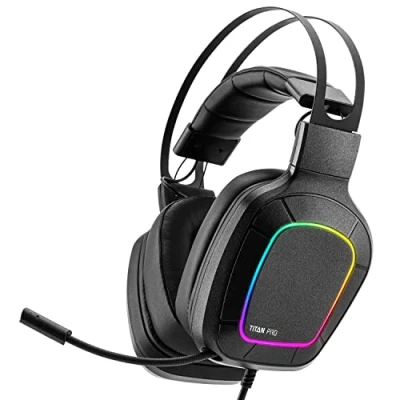 Image de NITHO Titan Pro Casque Gaming pour PC/PS4/PS5, avec Microphone Amovible, Son Surround 7.1, Transducteurs 50mm, Lumière Multi Effet RVB Noir