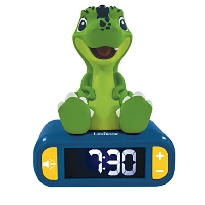 Image de Lexibook Veilleuse Dinosaure, Horloge, Réveil pour garçon et Fille, Snooze, Couleur Bleu/Vert RL800DINO, Bleu/Vert, 13,5 x 9 18,2 cm