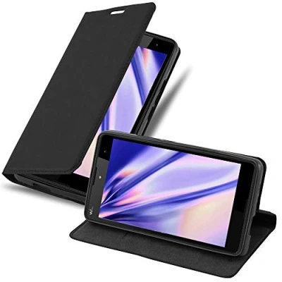 Image de cadorabo Coque pour WIKO Robby en Noir Nuit Housse Protection avec Fermoire Magnétique, Stand Horizontal et Fente Carte Portefeuille Etui Poche Folio Case Cover