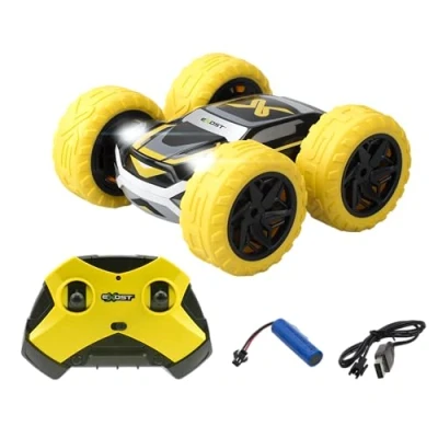 Image de Silverlit Exost Voiture Télécommandée Tout Terrain 360 Cross Jaune Batterie Rechargeable Conduite sur 2 Faces à + Phares LED Vitesse : 12km/h Jouet pour Enfants dès 5 Ans 54760