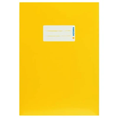 Image de HERMA 19760 protège cahiers, format A5, en carton jaune, avec champ d&#039;inscription, papier solide et extra fort, couleur