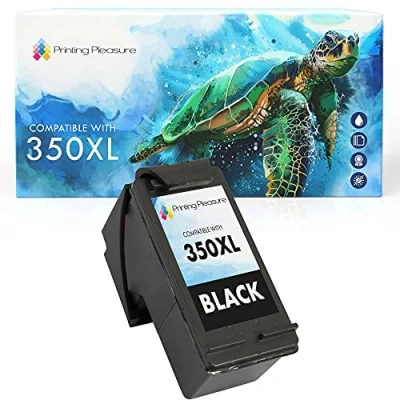 Image de Printing Pleasure Compatible Cartouche d&#039;encre Remplacement pour HP 350XL Photosmart C4280 C4380 C4480 C4485 C4580 C5280 D5360 Deskjet D4260 D4360 Officejet J6410 J6415 Noir, Grande Capacité