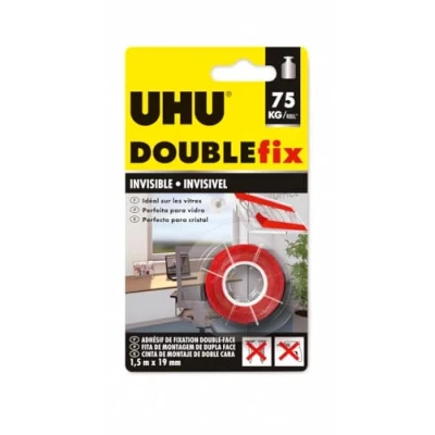 Image de UHU Doublefix invisible Ruban adhésif double face, ultra puissant, transparent, rouleau 1.5mx19mm