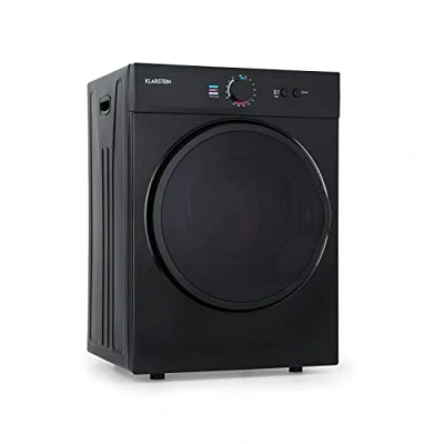 Image de Klarstein Jet Set Sèche linge : séchage à évacuation, 1020W, CEE C, 3 kg, sélection de la chaleur, minuterie, compact 49 x 69 47,5 cm (LxHxP), tambour inox, noir