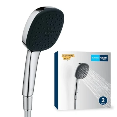 Image de GROHE Vitalio Comfort 110 Ensemble de douche (Pommeau Cube 2 jets (Pluie/Stimulant), Flexible 1.5m), Procédé anti calcaire, Sélection Facile, Chromé, 26973001