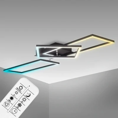 Image de B.K.Licht I Cadre LED 40 Watt avec fonction CCT blanc froid neutre chaud reglable Plafonnier dimmable pivotant télécommande noir