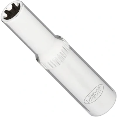 Image de ViGOR Douille en T longue 1/4 de pouce V7014 8 (6,3 mm) entraînement carré, profil E, ouverture clé E8, longueur 50 mm&#039;.