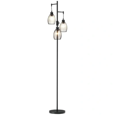 Image de HOMCOM Lampadaire style industriel 40 W max. 3 abat jours en métal filaire luminosité réglable ampoule E27 noir