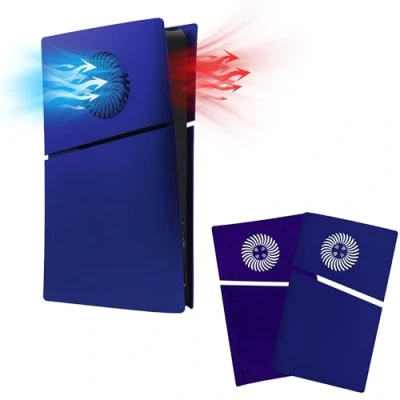 Image de Mcbazel PS5 Slim Faceplate Remplacement Plaque de Panneau Latéral Rigide ABS Housse Protection Façade Accessoires Ventilation Refroidissement pour Playstation 5 Digital Edition Bleu