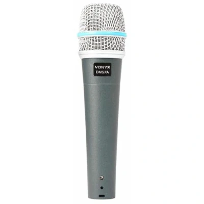 Image de VONYX DM57A Microphone Dynamique Professionnel Noir, Cordon de 5 Mètres, Connecteurs (XLR Jack 6,3), Interrupteur Marche/Arrêt Impédance : 600 Ohms, Filtre Anti Pop Intégré