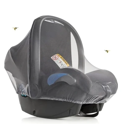 Image de Zamboo Moustiquaire Bebe pour Siege Auto Groupe 0 et 0+, Filet Anti Insecte Universel Cosy, Bordure Élastique, Ouverture Transport Gris