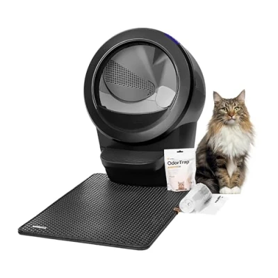 Image de Litter Robot 4 Pack de Démarrage par Whisker, Noir la litière Automatique Auto nettoyante, Comprend Le Robot, barrière, Tapis, 2 recharges OdorTrap, et 25 Sacs