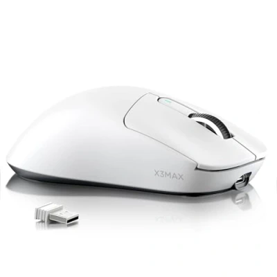 Image de ATTACK SHARK X3MAX 49g Superlight Mouse, PixArt PAW3950 Gaming Sensor, BT/2.4G Wireless/Wired 6 Adjustable DPI up to 42000, 200 Hrs Battery, Office Mice for Win11/Xbox/PS/Mac (White)