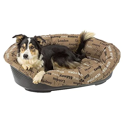 Image de Ferplast Coussin pour Panier Chien Sofa&#039; 10, en Coton, Matelas Rembourré Lit d&#039;intérieur, Remplacement Corbeille Plastique Chien, Lavable, 96 x 71 h 32 cm, Marron