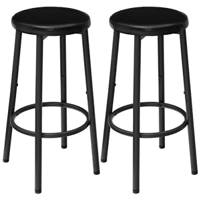 Image de HOOBRO Lot de 2 Tabourets Bar, Tabouret Petit déjeuner rembourrés en PU, Chaises Hautes avec Repose Pieds, Facile à Assembler et Nettoyer, pour Cuisine, Restaurant, Café, Noir EBB30BY01