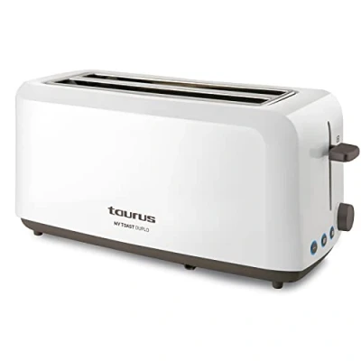 Image de Taurus Mytoast Duplo Grille pain 1450W, 2 fentes Extra larges, 3 fonctions, 7 niveaux de brunissage, Ramasse miettes, Blanc