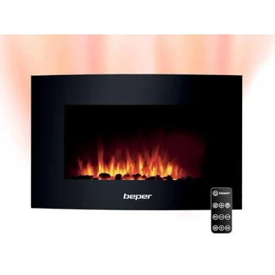 Image de Beper RI.503 Cheminée électrique Murale, avec télécommande, Effet de Flamme 5 Niveaux d&#039;intensité, minuterie hebdomadaire, Cosy, Mode Chauffage réglage la température