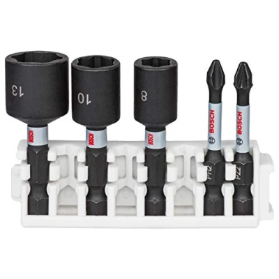 Image de Bosch Accessories Coffret de 5 embouts vissage et douilles Impact Control Professional (Pick and Click, accessoires pour visseuse à percussion)