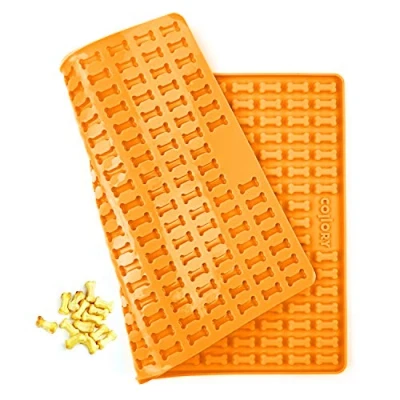 Image de Collory Moule en silicone pour réaliser des friandises chien forme d’os anti adhésif et adapté à un usage alimentaire (sans bisphénol A), Silicone, Orange., 39,5 x 28 cm