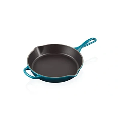 Image de Le Creuset Skillet profond en fonte émaillée Signature avec poignée d&#039;assistance et deux becs verseurs, 26 cm, 2 litres, Deep Teal, 20187266420422