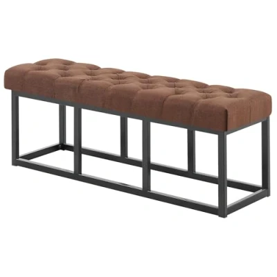 Image de CLP Banc Design Amun en Tissu I Banquette avec Piètement Métal Noir Mat Style Chersterfield De Couloir Différentes Longueurs, Couleur:Marron, Taille:120 cm