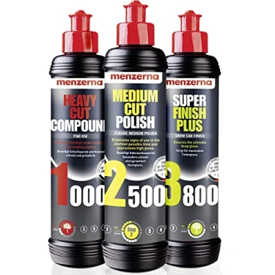 Image de Menzerna 250 ml : Heavy Cut Compound 1000 &amp; Medium Polish 2500 Super Finish 3800