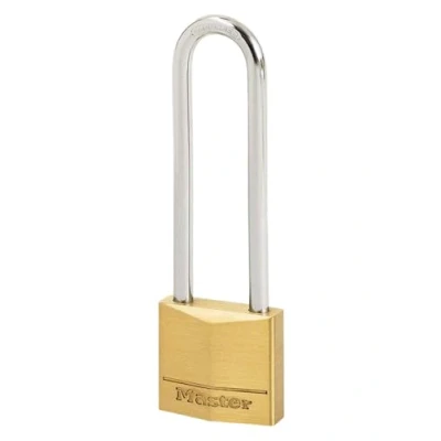 Image de Master Lock 130EURDLJ Cadenas à Clé en Laiton et Anse Longue, Doré, 9,7 x 3 1,2 cm