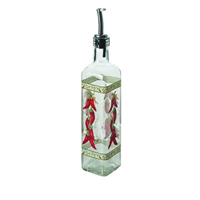 Image de Excelsa Bouteille d&#039;huile de Piment avec Verseur, Transparent Décorations, Capacité 473 ml, Lot 4