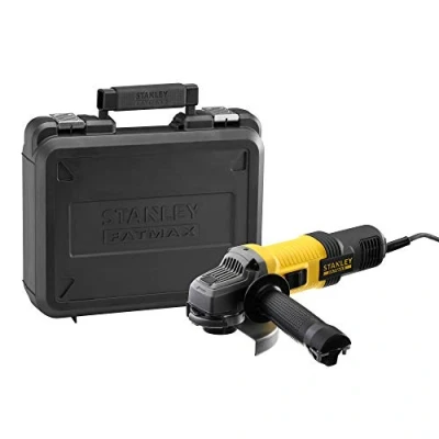 Image de Stanley FATMAX Meuleuse d&#039;Angle Filaire 850W 125 mm 12000 trs/min Démarrage Progressif Câble 4m Carter Ouvert et Fermé Avec 1 Malette 2ème Poignée Gamme FMEG220 QS