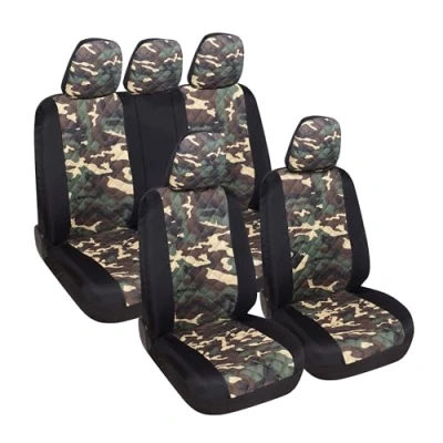 Image de Susy Shop Housses de siège voiture universelles, avant et arrière, compatibilité universelle montage simple (A23 set complet, camouflage classique)