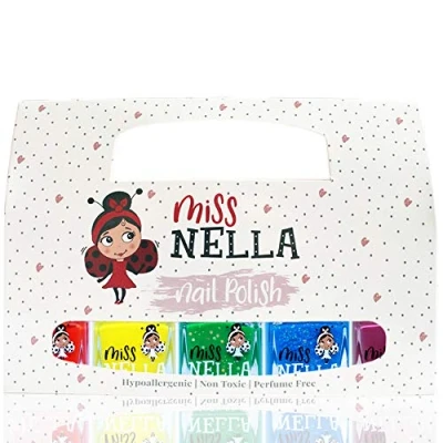 Image de Miss Nella arc en ciel SET de 5 vernis à ongles rouge, jaune, vert, bleu et violet, peel off, sans odeur, eau sauf pour les enfants