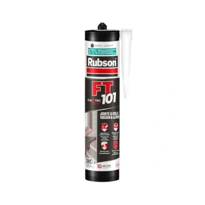 Image de Rubson FT 101 Noir, Mastic polymère de haute qualité pour joints, fissures, collages, étanche intérieur &amp; extérieur, multi matériaux, cartouche 280 ml