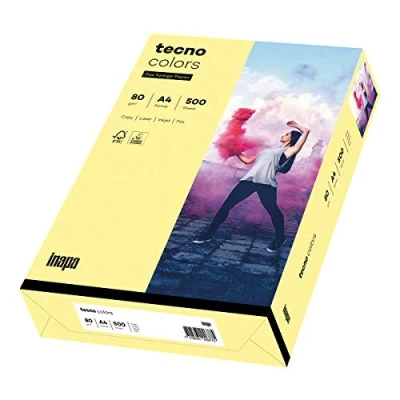 Image de inapa Tecno Colors Lot de 500 feuilles papier coloré Jaune clair Format A4 80 g/m²