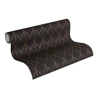 Image de A.S. Création Laura N. 365752 36575 2 Papier peint intissé au design scandinave mat brillant 10,05 m x 0,53 Bleu métallisé vert Fabriqué en Allemagne