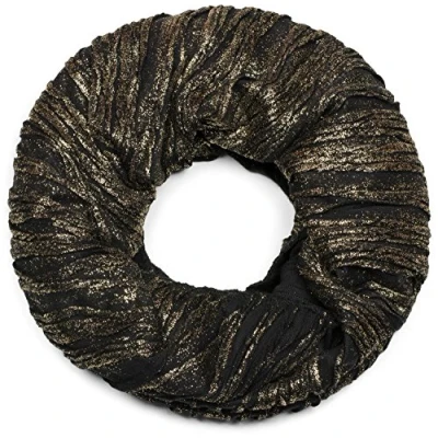 Image de styleBREAKER Écharpe loop avec plis et paillettes sur toute la surface, châle, foulard, femmes 01016176, couleur:Noir/or