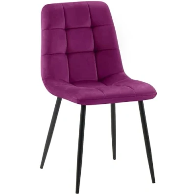 Image de CLP Chaise De Salle A Manger Antibes en Velours I avec Surface D&#039;assise Matelassée Pieds Metal Charge Max.150 Kg, Couleur:Violet