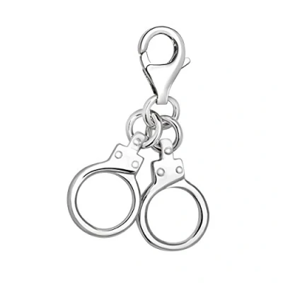 Image de Quiges Charm Pendentif Breloque avec Fermoir Femme Plaqué Argent Menottes 3D