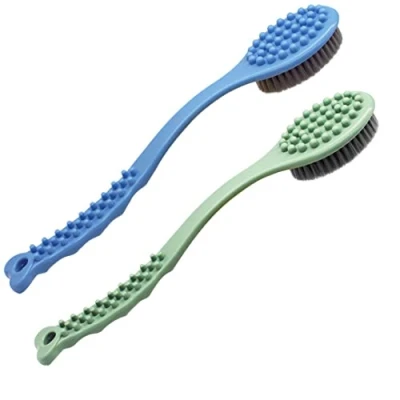 Image de brosse de bain à long manche massage corporel douce et confortable pour exfoliante peau sèche (Bleu Vert)