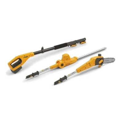 Image de STIGA Outil Multifonction à Batterie MT 100e Kit, Taille haie et Élagueuse avec Manche Télescopique, Pour des hauteurs élevées un travail rapide facile, Chargeur inclus