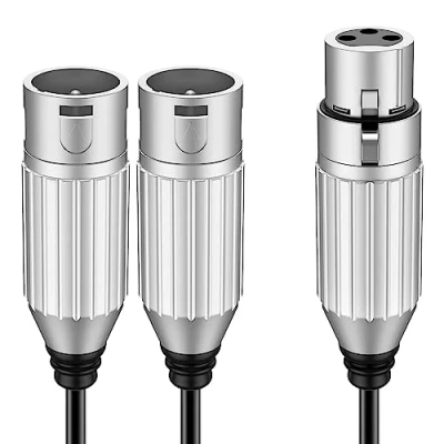 Image de J&amp;D XLR Répartiteur en Câble, Câble de Prise Microphone Symétrique PVC 2 Mâle vers Femelle 3 Pin Jack Y Splitter Adapter for Record Mixer AMP Limiter Speaker, 0,48 Meter