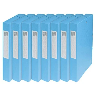 Image de Exacompta Réf. 50406E 8 boites de classement avec élastiques Exabox en carte lustrée 600g/m2 Dos 4 cm dimensions 25 x 33 pour documents A4 couleur turquoise livrées montées
