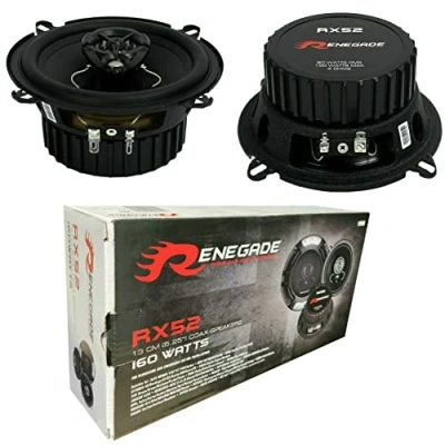 Image de 2 Haut PARLEURS RENEGADE RX52 coaxiales Voies 5,25&quot; 13,00 cm 130 mm 80 Watts rms 160 Max impédance 4 ohms 92 DB spl Voiture Noir, par Paire