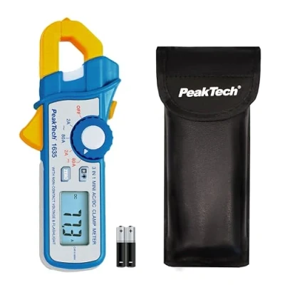 Image de Peak Tech P 1635 Pince ampèremètre/kriechstrom Pince/différence courant Pince/Pince ampèremétrique d&#039;alimentation avec 1 mA Résolution 2400 points, 2 A/80 A AC DC lampe de poche LED et NCV